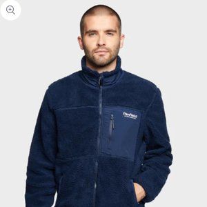 Penfield Hudson Script Borg Fleece Jacket in Navy Blue